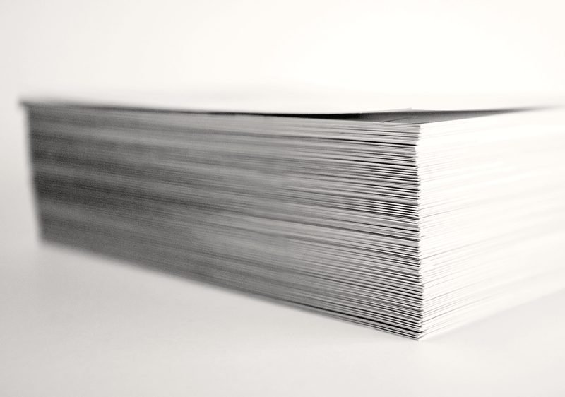 The edge of a thick stack of white paper